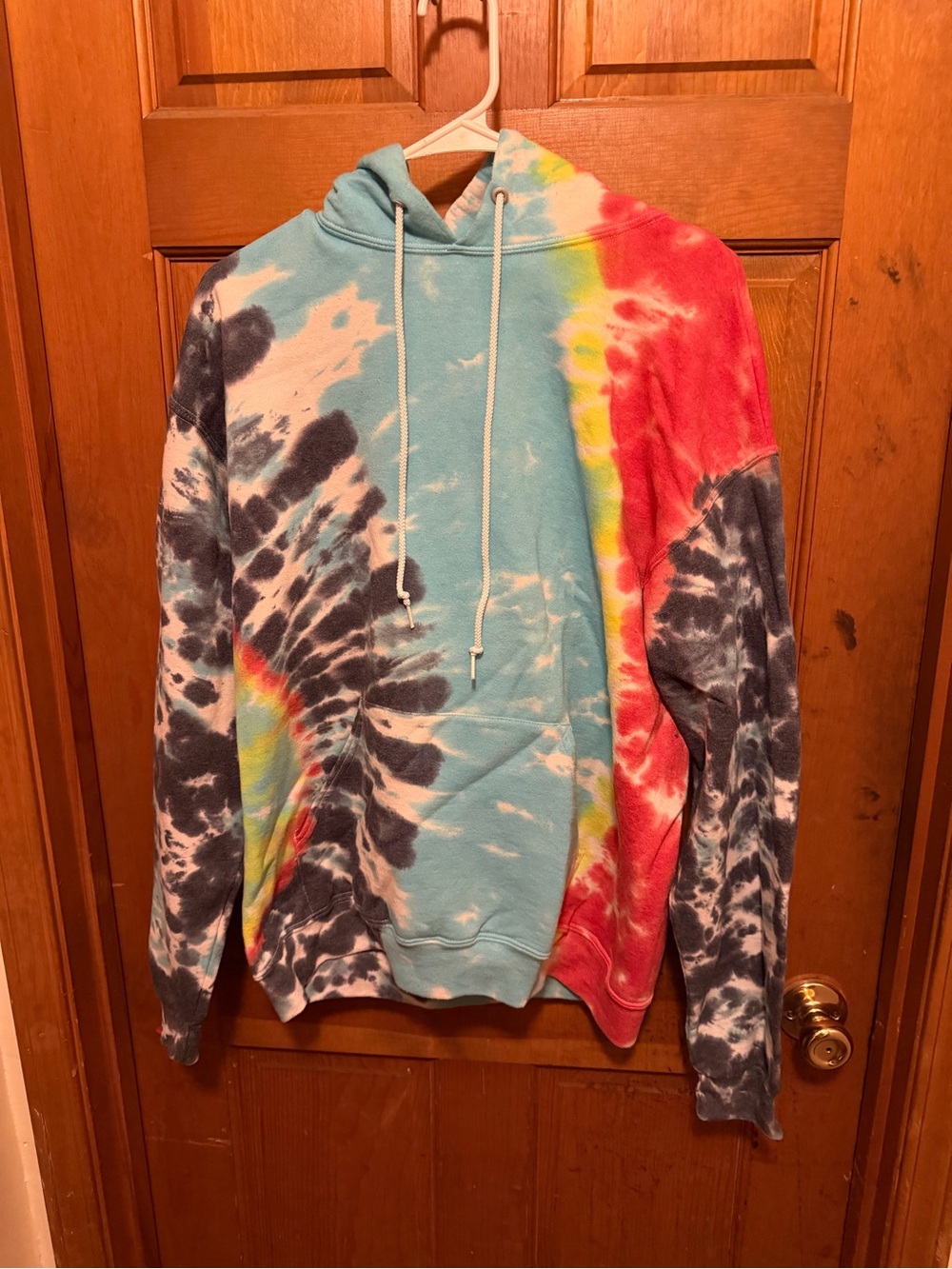 Tie-Dye Hooded Men's Sweater Pullover - Multicolor